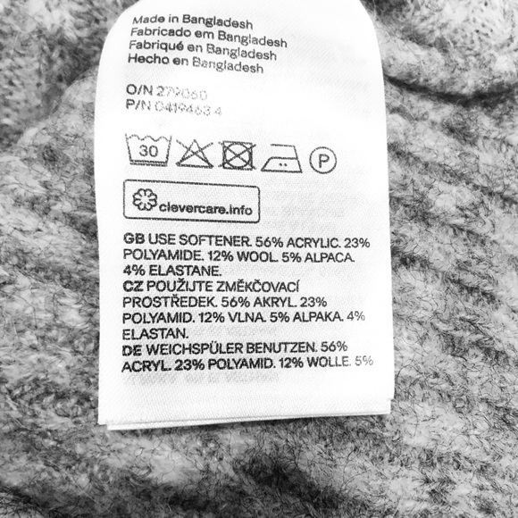 H&M Grey Acrylic/Wool/Alpaca/Blend Knit Long Sleeves Top Pullover Sweate… - Picture 4 of 4